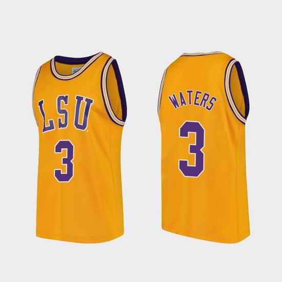 Men Lsu Tigers Tremont Waters Gold Replica College Basketball Jersey